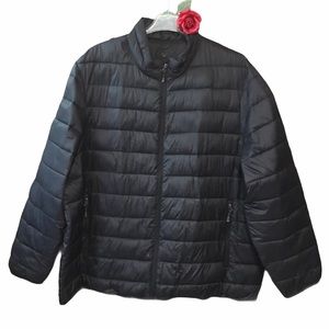 BLACK QUILTED PUFFER COAT FULL ZIP 2 LG POCKETS